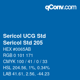 Code couleur: Sericol UCG Std - Sericol Std 205 | qconv.com