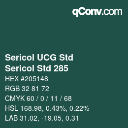 カラーコード: Sericol UCG Std - Sericol Std 285 | qconv.com