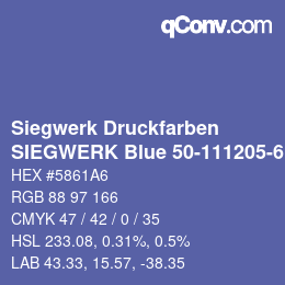 カラーコード: Siegwerk Druckfarben - SIEGWERK Blue 50-111205-6 | qconv.com