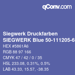 カラーコード: Siegwerk Druckfarben - SIEGWERK Blue 50-111205-6 | qconv.com