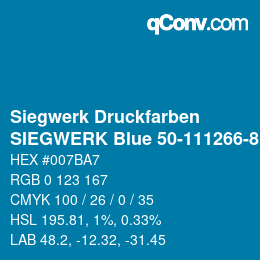 カラーコード: Siegwerk Druckfarben - SIEGWERK Blue 50-111266-8 | qconv.com