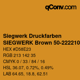 カラーコード: Siegwerk Druckfarben - SIEGWERK Brown 50-222210-2 | qconv.com