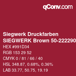 カラーコード: Siegwerk Druckfarben - SIEGWERK Brown 50-222290-4 | qconv.com