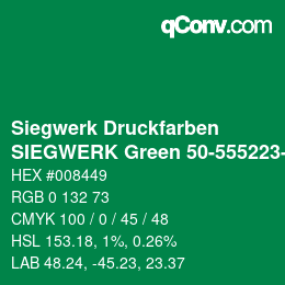 カラーコード: Siegwerk Druckfarben - SIEGWERK Green 50-555223-2 | qconv.com