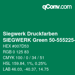 カラーコード: Siegwerk Druckfarben - SIEGWERK Green 50-555225-7 | qconv.com