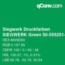 カラーコード: Siegwerk Druckfarben - SIEGWERK Green 50-555251-3 | qconv.com