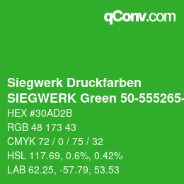 カラーコード: Siegwerk Druckfarben - SIEGWERK Green 50-555265-3 | qconv.com