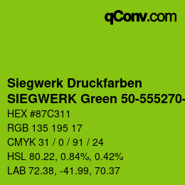 カラーコード: Siegwerk Druckfarben - SIEGWERK Green 50-555270-3 | qconv.com