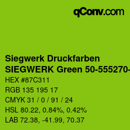 カラーコード: Siegwerk Druckfarben - SIEGWERK Green 50-555270-3 | qconv.com