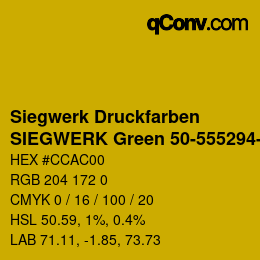 カラーコード: Siegwerk Druckfarben - SIEGWERK Green 50-555294-3 | qconv.com