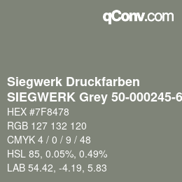 カラーコード: Siegwerk Druckfarben - SIEGWERK Grey 50-000245-6 | qconv.com