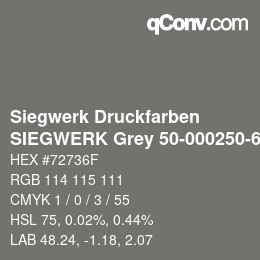 カラーコード: Siegwerk Druckfarben - SIEGWERK Grey 50-000250-6 | qconv.com