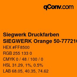 カラーコード: Siegwerk Druckfarben - SIEGWERK Orange 50-777210-1 | qconv.com