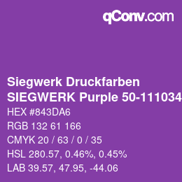 カラーコード: Siegwerk Druckfarben - SIEGWERK Purple 50-111034-0 | qconv.com