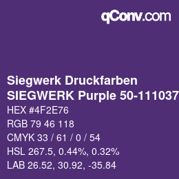 カラーコード: Siegwerk Druckfarben - SIEGWERK Purple 50-111037-3 | qconv.com