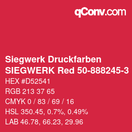 カラーコード: Siegwerk Druckfarben - SIEGWERK Red 50-888245-3 | qconv.com