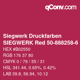 カラーコード: Siegwerk Druckfarben - SIEGWERK Red 50-888258-6 | qconv.com