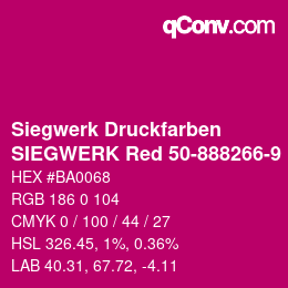 カラーコード: Siegwerk Druckfarben - SIEGWERK Red 50-888266-9 | qconv.com