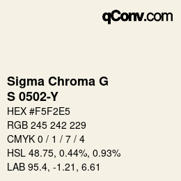 カラーコード: Sigma Chroma G - S 0502-Y | qconv.com