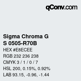 カラーコード: Sigma Chroma G - S 0505-R70B | qconv.com