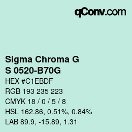 Color code: Sigma Chroma G - S 0520-B70G | qconv.com