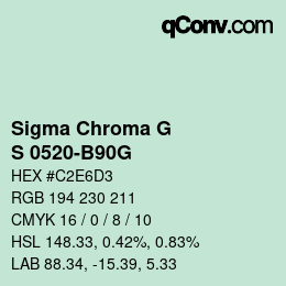 カラーコード: Sigma Chroma G - S 0520-B90G | qconv.com