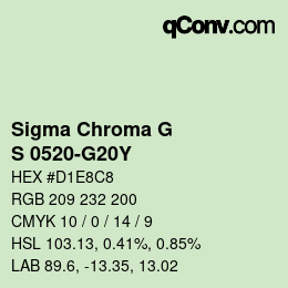 カラーコード: Sigma Chroma G - S 0520-G20Y | qconv.com