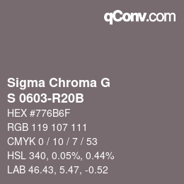 カラーコード: Sigma Chroma G - S 0603-R20B | qconv.com