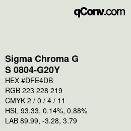 Color code: Sigma Chroma G - S 0804-G20Y | qconv.com