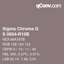 カラーコード: Sigma Chroma G - S 0804-R10B | qconv.com