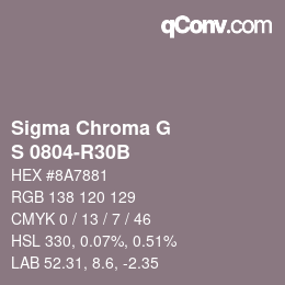 カラーコード: Sigma Chroma G - S 0804-R30B | qconv.com