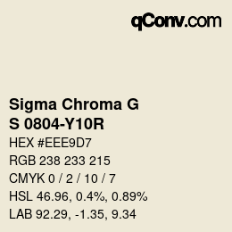 Código de color: Sigma Chroma G - S 0804-Y10R | qconv.com