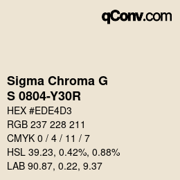 カラーコード: Sigma Chroma G - S 0804-Y30R | qconv.com