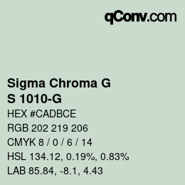 カラーコード: Sigma Chroma G - S 1010-G | qconv.com