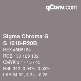 カラーコード: Sigma Chroma G - S 1010-R20B | qconv.com