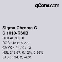 Color code: Sigma Chroma G - S 1010-R60B | qconv.com