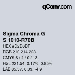 Code couleur: Sigma Chroma G - S 1010-R70B | qconv.com