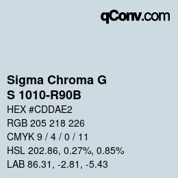 カラーコード: Sigma Chroma G - S 1010-R90B | qconv.com