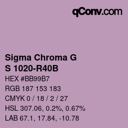 カラーコード: Sigma Chroma G - S 1020-R40B | qconv.com