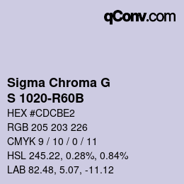 カラーコード: Sigma Chroma G - S 1020-R60B | qconv.com