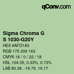 カラーコード: Sigma Chroma G - S 1030-G20Y | qconv.com