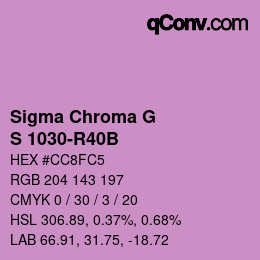 Color code: Sigma Chroma G - S 1030-R40B | qconv.com