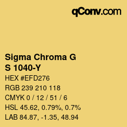 カラーコード: Sigma Chroma G - S 1040-Y | qconv.com