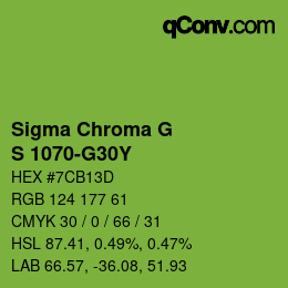 颜色代码: Sigma Chroma G - S 1070-G30Y | qconv.com