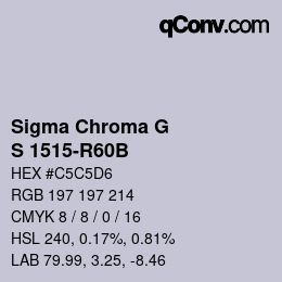 カラーコード: Sigma Chroma G - S 1515-R60B | qconv.com