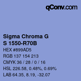 カラーコード: Sigma Chroma G - S 1550-R70B | qconv.com