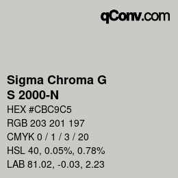 Color code: Sigma Chroma G - S 2000-N | qconv.com