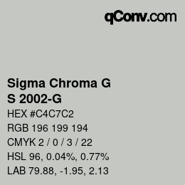 カラーコード: Sigma Chroma G - S 2002-G | qconv.com
