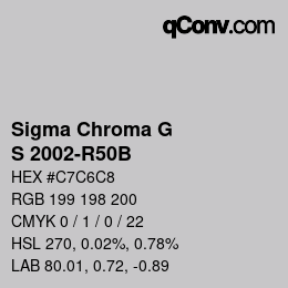 Color code: Sigma Chroma G - S 2002-R50B | qconv.com