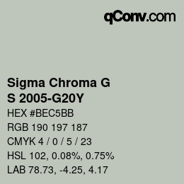 カラーコード: Sigma Chroma G - S 2005-G20Y | qconv.com
